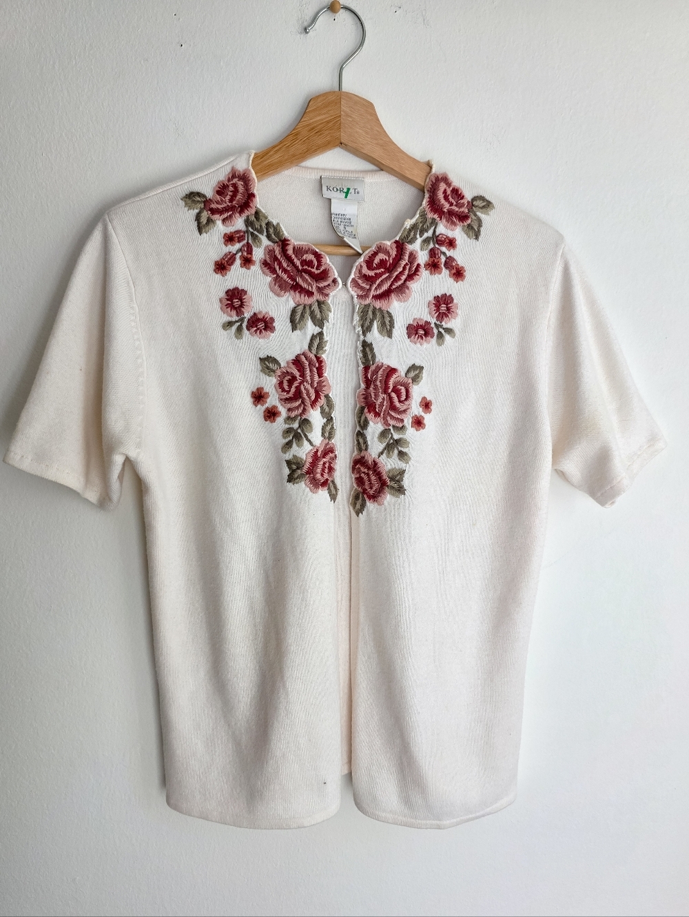 Vintage Koret Embroidered Floral Cottagecore Twinset Top